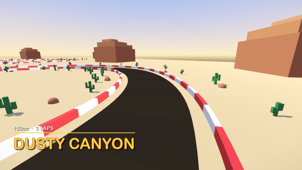 Racing through the desert on Dusty Canyon